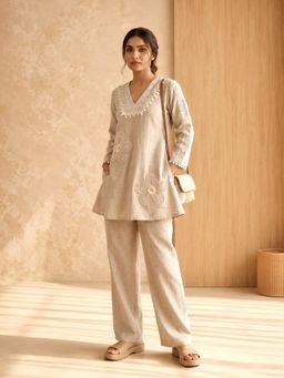 Autumnlane - Sushi Tan Embroidery Co-Ord Set
