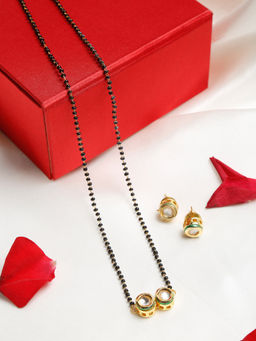 Ruby Raang Studio - Dusk Dew Kundan Mangalsutra with Studs