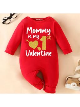KNITROOT - Valentine Theme Mommy Is My 1st Valentine Day Glitter Romper - Red