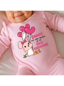 KNITROOT - Valentine Theme Daddy! You Will Always Be My First Valentine! Romper - Pink