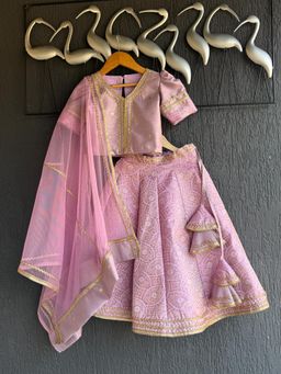The Little Tales - Lavender Brocade Lehnga With Blouse And Dupatta