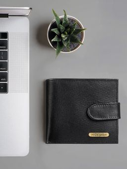 Hidesign - Black Textured Bi-Fold Wallet