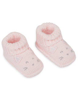 Baby Moo - Blushing Kitty Newborn Crochet Socks Booties - Pink