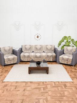 Kuber Industries - Pack of 10 Sofa Pack Cover - Cream (5 Seater)