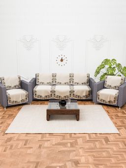 Kuber Industries - Pack of 10 Sofa Pack Cover - Cream (5 Seater)