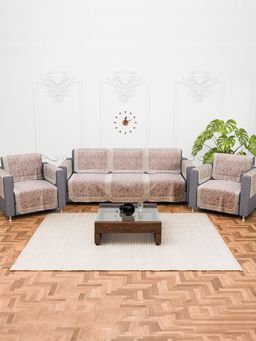 Kuber Industries - Pack of 16 Cotton Sofa Pack Cover + Armrest Cover - Maroon (5 Seater)