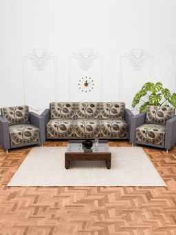 Kuber Industries - Pack of 10 Sofa Cover For Living Room - Brown (5 Seater)