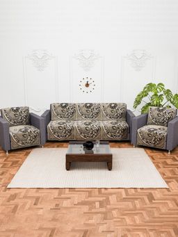 Kuber Industries - Pack of 10 Sofa Cover For Living Room - Beige (5 Seater)