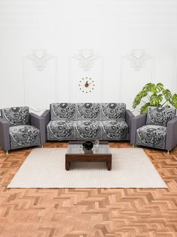 Kuber Industries - Pack of 10 Sofa Cover For Living Room - Grey (5 Seater)