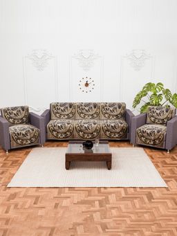 Kuber Industries - Pack of 10 Sofa Cover For Living Room - Olive (5 Seater)