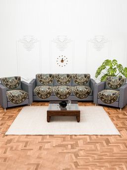 Kuber Industries - Pack of 10 Sofa Cover For Living Room - Olive (5 Seater)