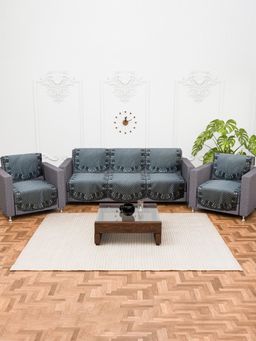 Kuber Industries - Pack of 10 Cotton Sofa Covers - Grey (5 Seater)