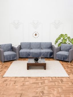 Kuber Industries - Pack of 10 Cotton Sofa Covers - Grey (5 Seater)