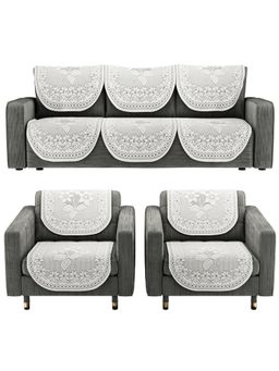 Kuber Industries - Pack of 10 Cotton Sofa Covers - Grey (5 Seater)