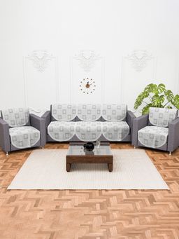 Kuber Industries - Pack of 10 Cotton Sofa Covers - White (5 Seater)