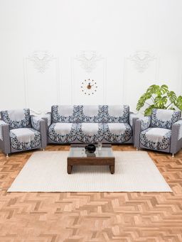 Kuber Industries - Pack of 16 Velvet Sofa Covers With Arms - Blue (5 Seater)