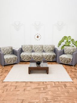 Kuber Industries - Pack of 10 Cotton Sofa Covers - Olive (5 Seater)