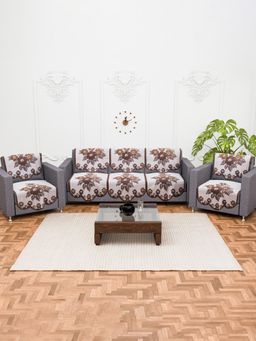 Kuber Industries - Pack of 10 Cotton Sofa Covers - Cream (5 Seater)