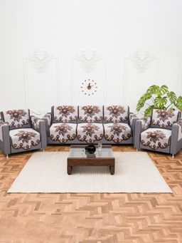 Kuber Industries - Pack of 16 Cotton Sofa Covers With Arms - White (5 Seater)