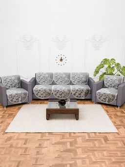 Kuber Industries - Pack of 10 Cotton Sofa Covers - Olive (5 Seater)