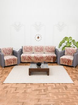 Kuber Industries - Pack of 10 Anti Slip Sofa Covers For Home - Pink (5 Seater)