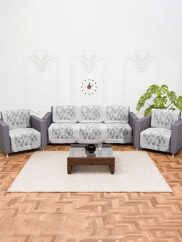 Kuber Industries - Pack of 10 Anti Slip Sofa Covers For Home - Grey (5 Seater)