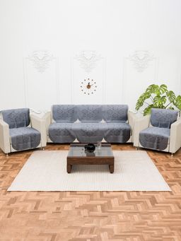 Kuber Industries - Pack of 10 Anti Slip Sofa Covers For Home - Grey (5 Seater)