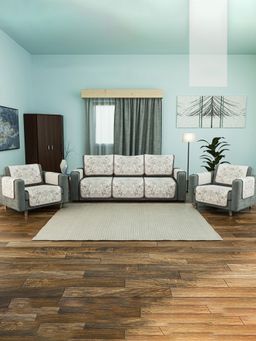 Kuber Industries - Pack of 16 Net Cotton Sofa Covers With Arms - Cream (5 Seater)