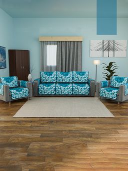 Kuber Industries - Pack of 16 Soft Velvet Sofa Cover For With Arms - Blue (5 Seater)