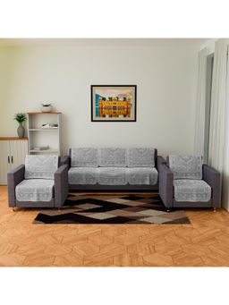 Kuber Industries - Pack of 10 Cotton Net Design Sofa Cover For Home Decor - Grey (5 Seater)