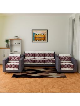 Kuber Industries - Pack of 10 Cotton Net Flower Patta Sofa Cover For Home Decor - Maroon (5 Seater)