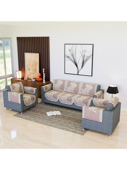 Kuber Industries - Pack of 16 Net Peacock-Design Sofa Cover For Living Room - Mauve (5 Seater)