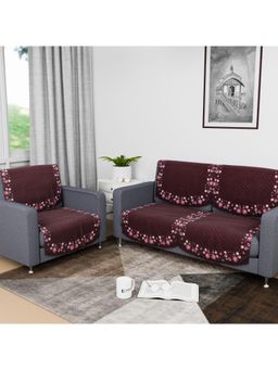 Kuber Industries - Pack of 6 Velvet Digital Painting Ultra Sonic Sofa Cover Pack - Maroon (3 Seater)