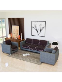 Kuber Industries - Pack of 10 Velvet Digital Painting Suede Ultra Sonic Sofa Cover Pack - Maroon (5 Seater)