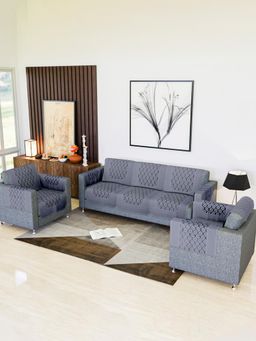 Kuber Industries - Pack of 16 Leonardo Flower Net Sofa Cover For Hall - Grey (5 Seater)