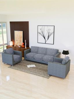 Kuber Industries - Pack of 10 Sun-Shine Print Net Sofa Cover For Living Room & Hall - Grey (5 Seater)