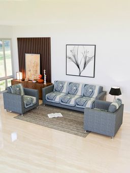 Kuber Industries - Pack of 10 Mor Digital-837 Net Sofa Cover For Living Room & Hall - Blue (5 Seater)