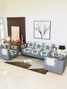 Kuber Industries - Pack of 16 Blaze Rose Digital Embroidery Sofa Cover - Blue (5 Seater)