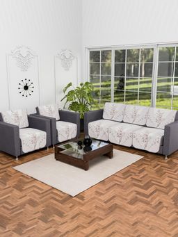 Kuber Industries - Pack of 10 Sofa Cover For Living Room - Cream (5 Seater)