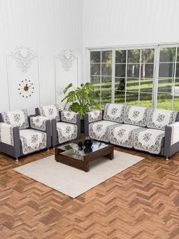 Kuber Industries - Pack of 16 Sofa Cover With Arms For Living Room - Grey (5 Seater)