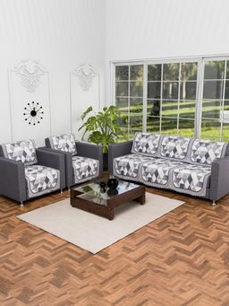 Kuber Industries - Pack of 10 Anti-Skid Sofa Cover - Grey (5 Seater)