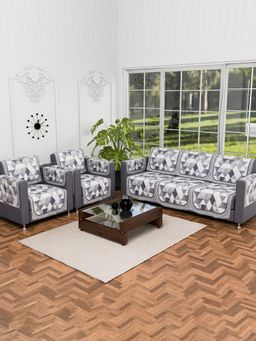 Kuber Industries - Pack of 16 Sofa Cover With Arm Cover - Grey (5 Seater)