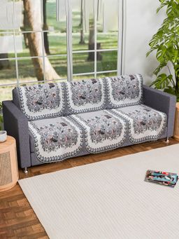 Kuber Industries - Pack of 6 Durable Sofa Covers For Living Room - Grey (3 Seater)
