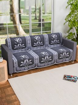 Kuber Industries - Pack of 6 Net Sofa Covers For Living Room - Grey (3 Seater)