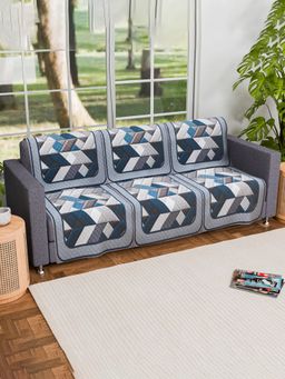 Kuber Industries - Pack of 6 Velvet Sofa Covers For Living Room - Grey (3 Seater)