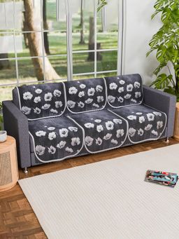 Kuber Industries - Pack of 6 Durable Sofa Covers For Living Room - Grey (3 Seater)