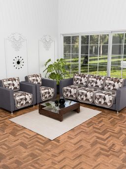 Kuber Industries - Pack of 10 Anti-Skid Sofa Cover - Brown (5 Seater)