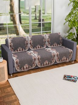 Kuber Industries - Pack of 6 Sofa Cover For Living Room - Grey (3 Seater)