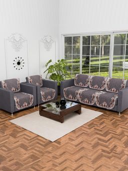 Kuber Industries - Pack of 10 Anti-Skid Sofa Cover - Grey (5 Seater)