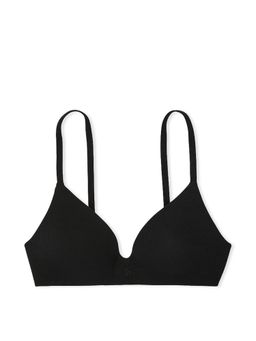 Victoria's Secret - The T-shirt Lightly Lined Wireless Micro-Ribbed Cotton Bra Black (32A)